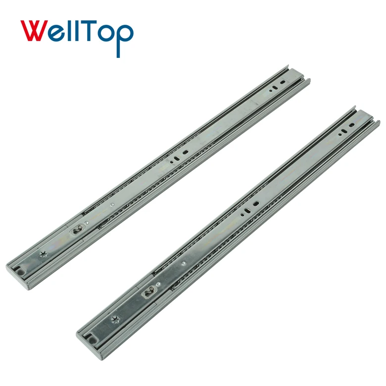 

45mm 3 Folded Ball Bearing Slide Rail For Cabinet 1.2*1.2*1.4mm Thickness 500mm Length 15.031