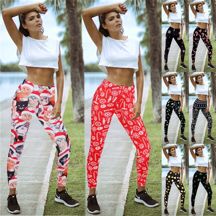 

M11630 Christmas yoga pants leggings cargo women autumn clothing 2020