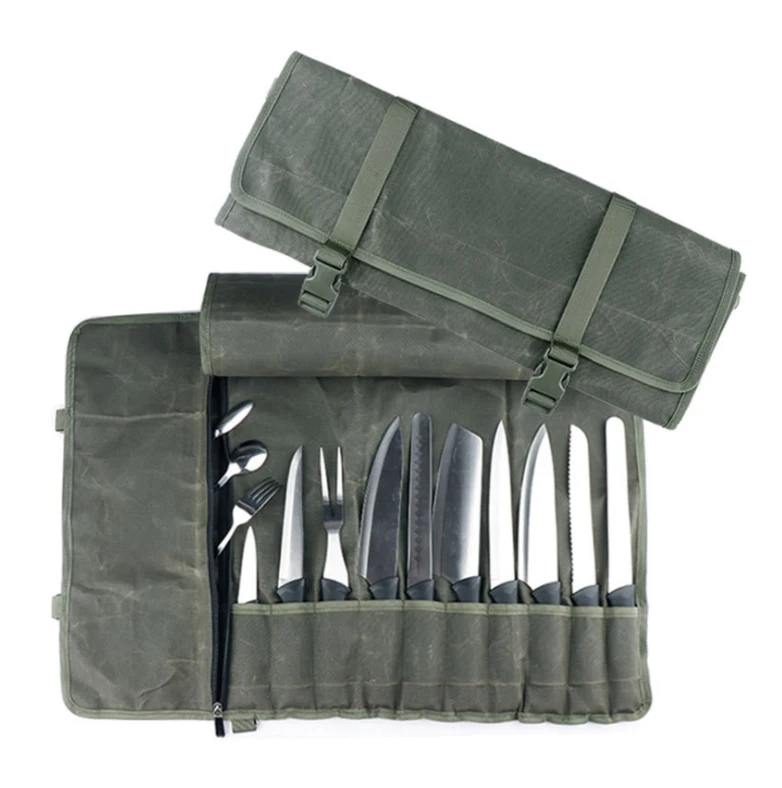 

Folding Canvas Storage Christmas Fork Army Tool Chefs Knife Roll bag