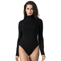 

Spring Women Long Sleeve Solid Color Shaper Basic Soft Modal Turtle Neck Bodysuit