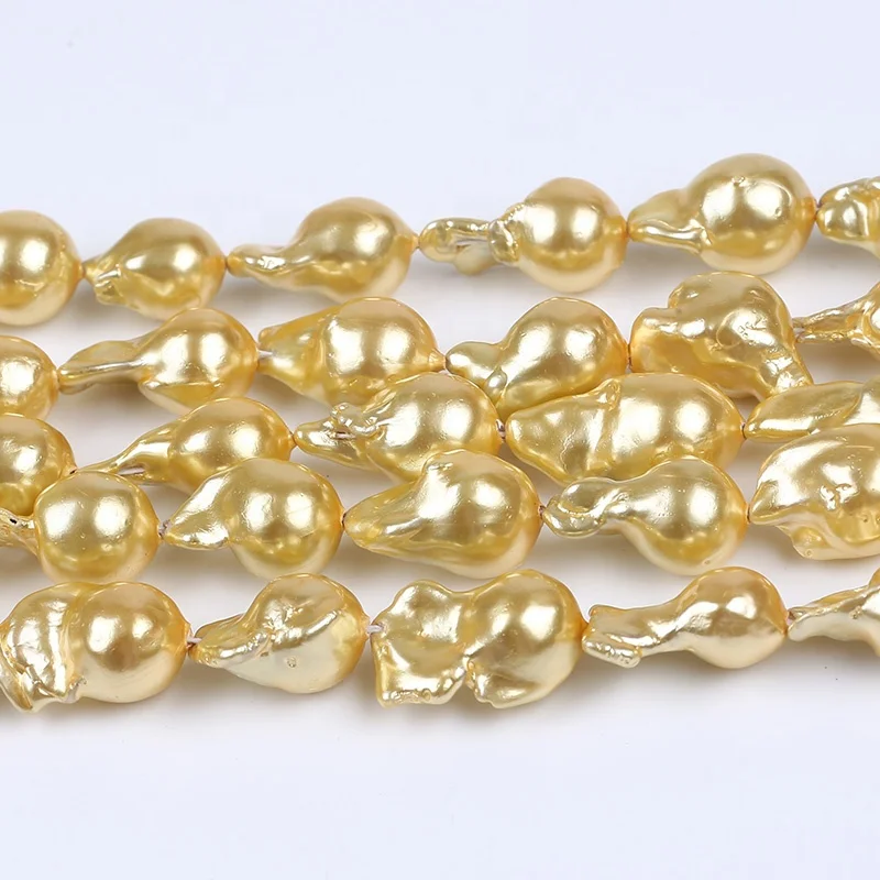 

freshwater irregular baroque flameball pearls strand for jewelry making, Yellow