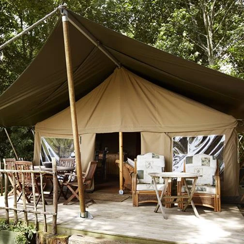 

customize new design steel frame outdoor canvas fabric luxury resort camping tents