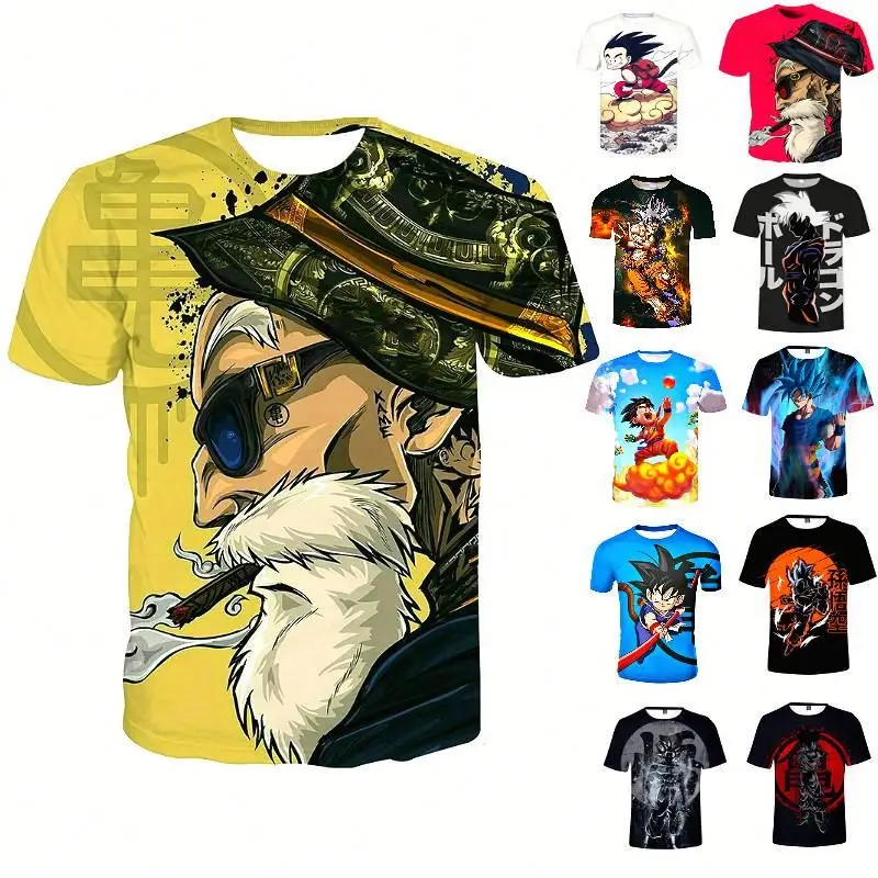 

Japanese Tee Goku T-shirt Anime 3D Printed Cartoon Mens Womens Goku Vegeta Polyester 3D T-shirts Plus Size T-shirts