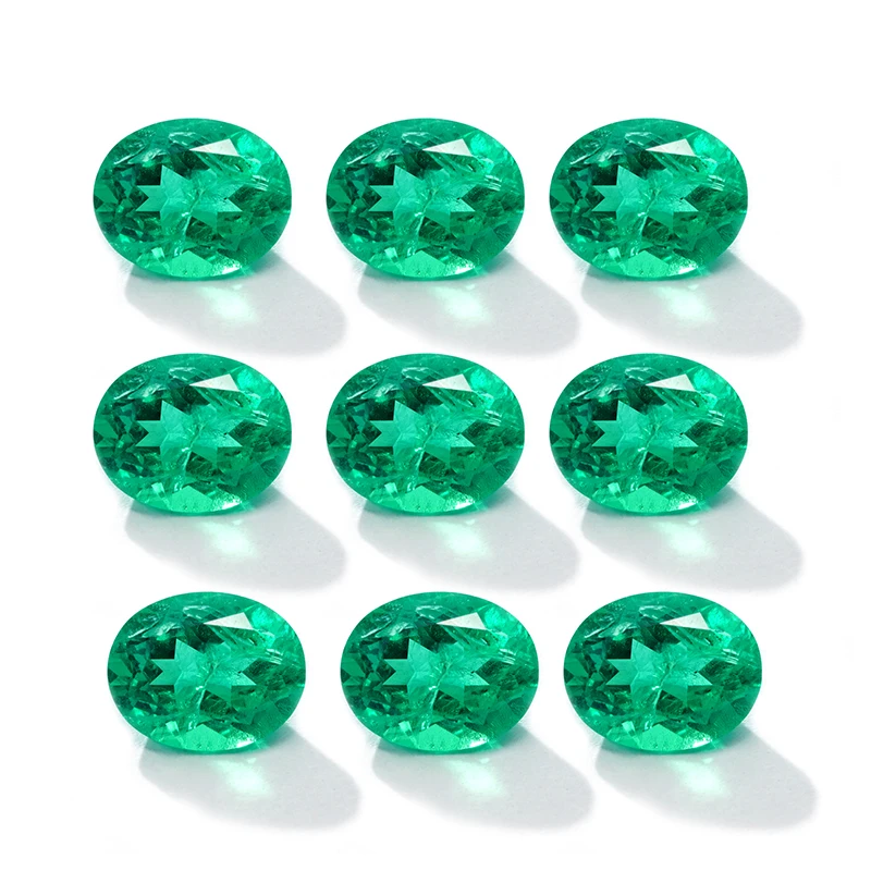 Starsgem 5*3mm-14*10mm Oval Cut Hydrothermal Emerald With Inclusion Green Lab Emerald Colombian Emerald