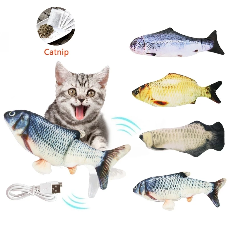 

Pet Soft Electronic Fish Shape Cat Toy Electric USB Charging Simulation Fish Toys Funny Cat Chewing Playing Supplies Dropshiping