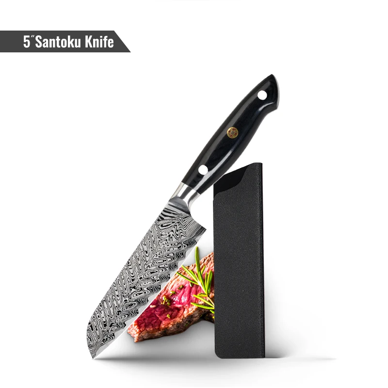 

KONOLL  Carbon Steel Professional Japanese Santoku Knife With Laser