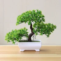 

Artificial Bonsai Tree Welcoming Plant Potted Bonsai Mini Flower Green Plant Pine Pot Vase Wedding Home Decoration