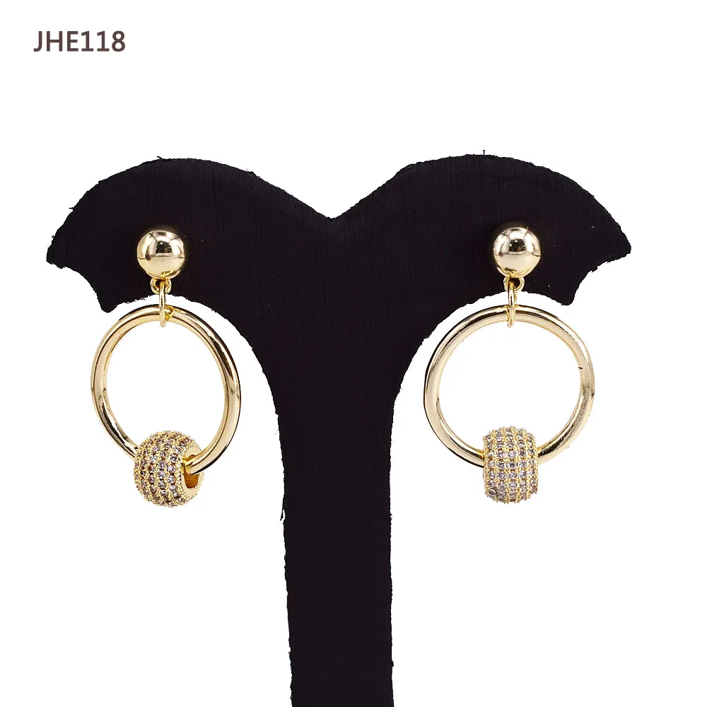 

JHE118 Wholesale High quality 18K gold plated X zircon earrings, Gold color
