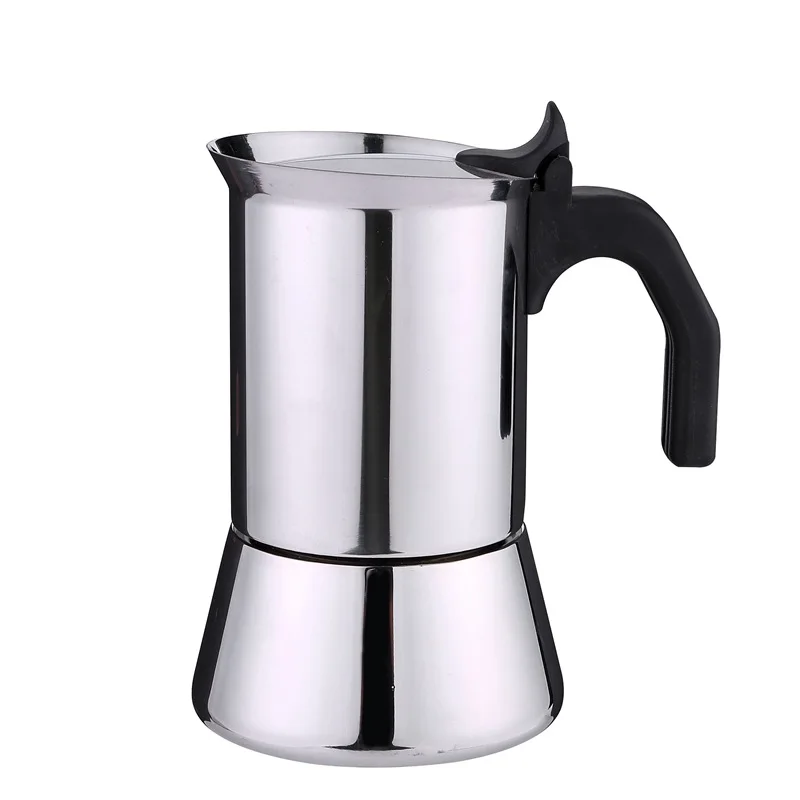 

new design factory price 3/6-cup stainless steel moka pot coffee mokapot and milk frother, Customized color