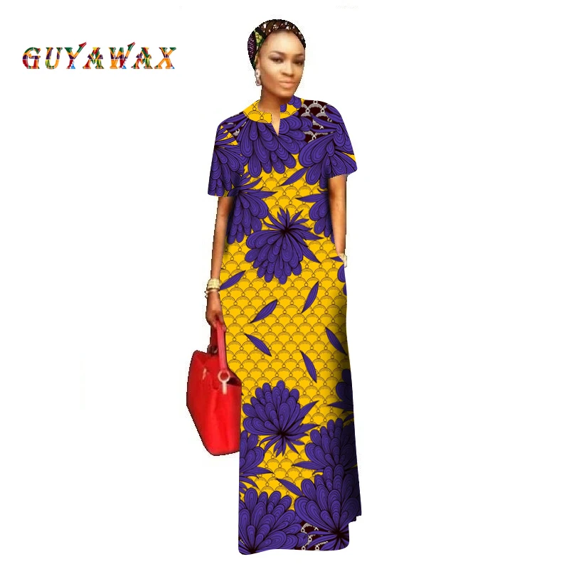 

2020 African Styles Clothing Women Riche Bazin Straight 100% Cotton Material Free Head Scarf Lady Long Dress Maxi Size SS-CD031
