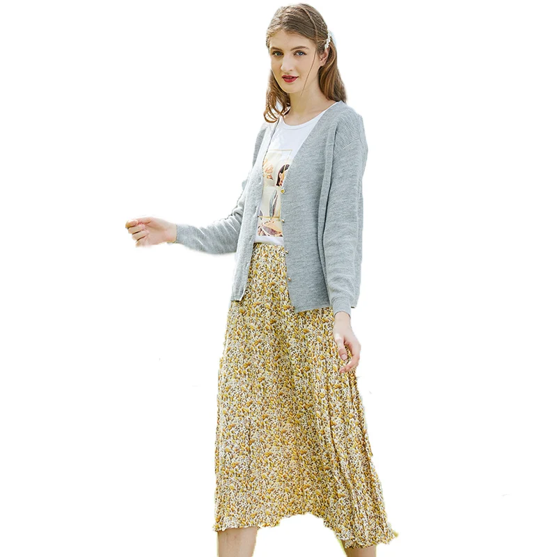 

2021 autumn winter new cardigan sweater coat Long Sleeve V-Neck Sweater casual cardigan sweater women
