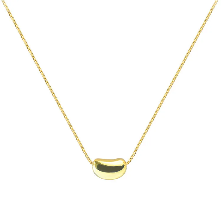 

18 K Gold Plated Stainless Steel Coffee Bean Chain Necklace for Women, As pic shown