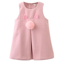 

Girl autumn new girls woolen vest sleeveless rabbit ears with fur ball dress