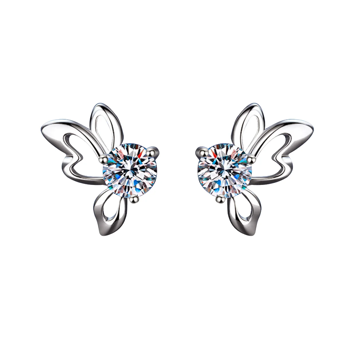 

Designer Quality Jewelry Butterfly Petal Earrings 1 Carat Moissanite Diamond Stud Earrings Women 925 Silver pendientes mujer