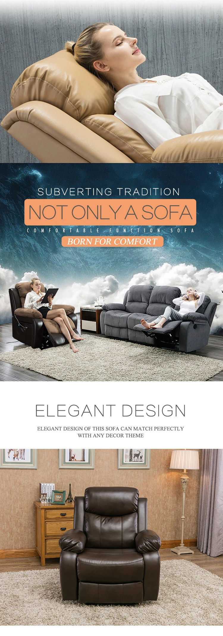 Modern Leather European Zero Gravity Home Furniture Set Living Room