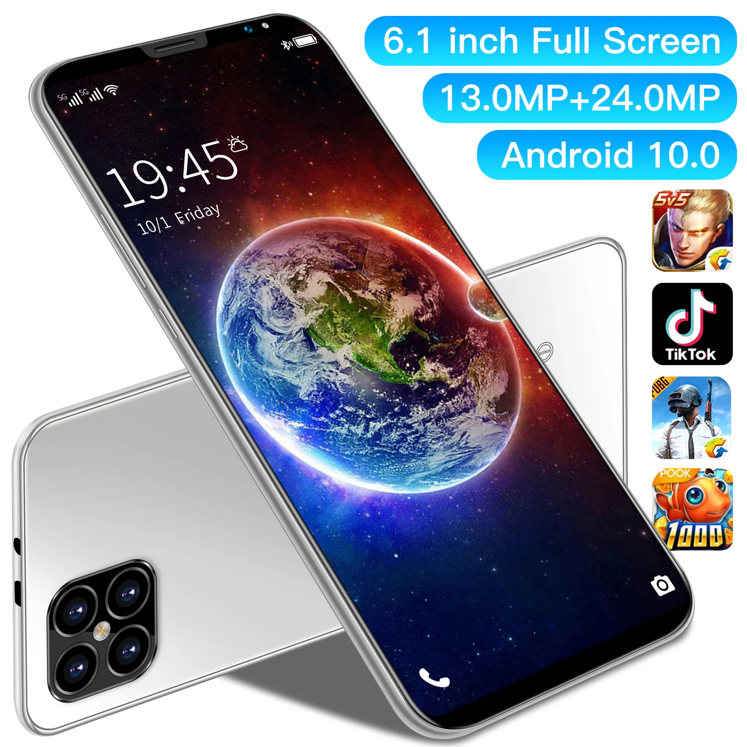

Economic 2021 New I12 Pro 6.1 Inch Large Screen Deca Core 6gb+128gb Large Memory 13mp+24mp Unlocked Android Phone