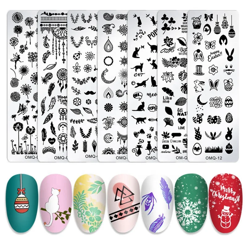 

New Christmas Nail Stamping Plates Snowflake Leaves Plate Stainless Steel Tools Plate, Metal color