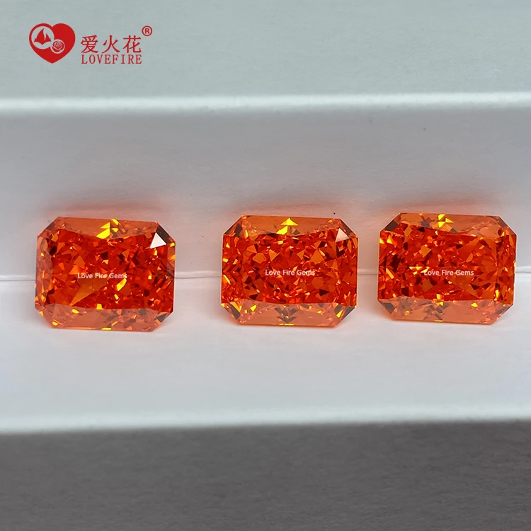 

full sizes papaya color 4K crushed radiant ice cut cz gemstones vivid orange color synthetic loose diamonds cubic zirconia