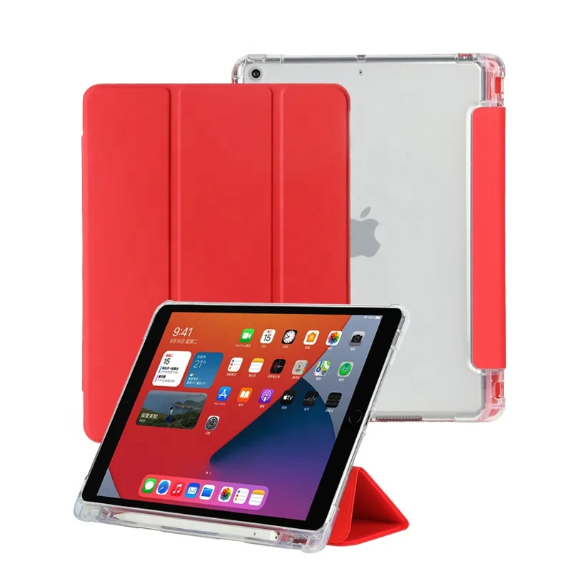 

PU leather shockproof transparent back cover case for iPad 10.2'' 7th 8th Generation 2019 2020