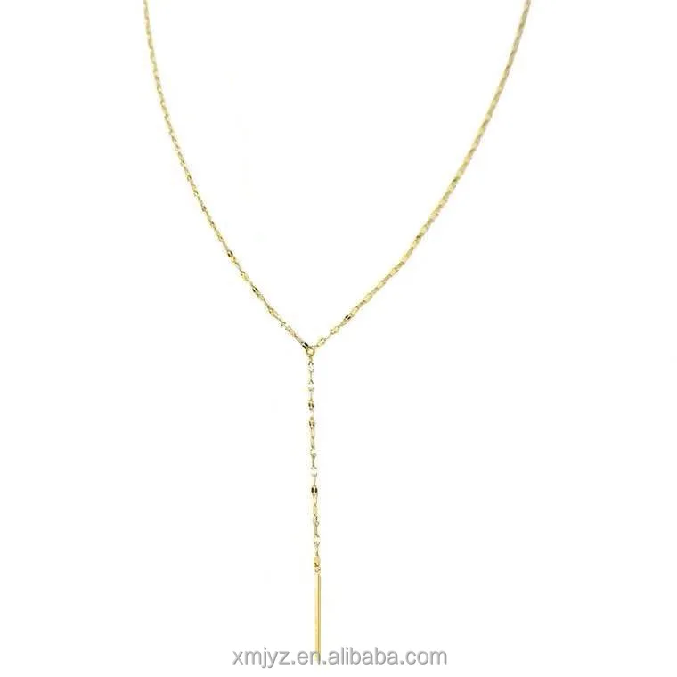 

Certified 18K Gold Necklace Needle Fish Lip Chain Au750 Pure Neck Modified Neck Adjustable Necklace Jewelry