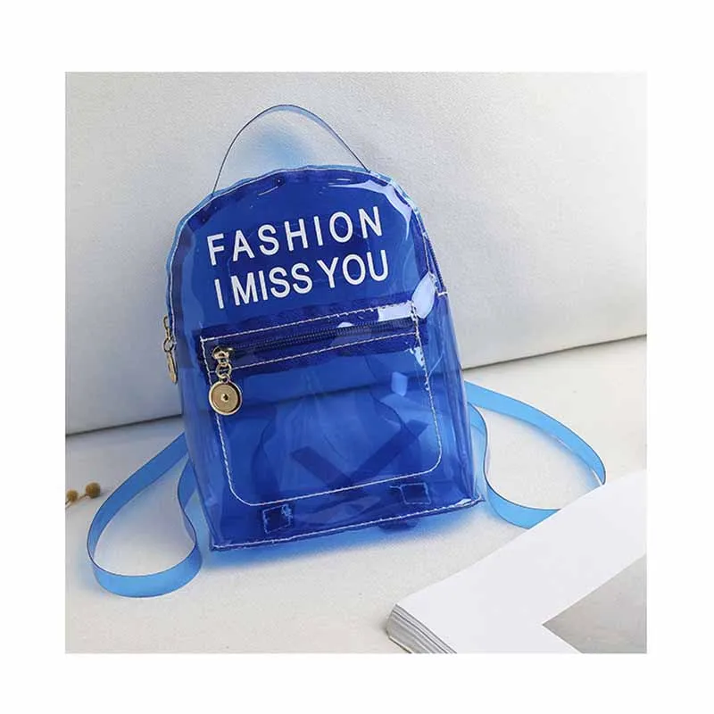 

2021 New Arrival Clear PVC Candy Color Fashion Backpack Young Girls Boys Fluorescent Color Bag Little Kids Jelly Mini Backpack