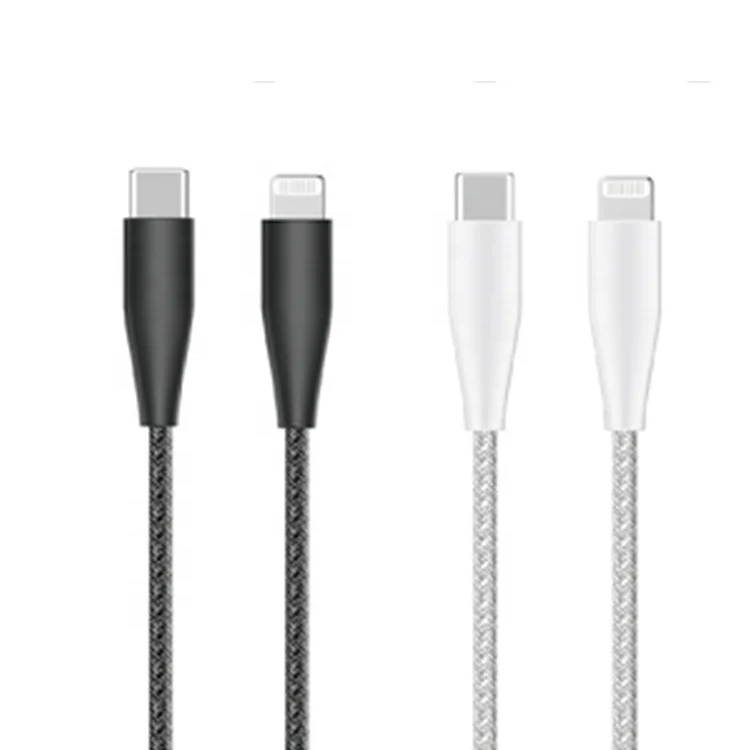 

New Design China Lighting Mobile Adapter Usb Data Cable c94 MFI PD fast charging cable, Black white