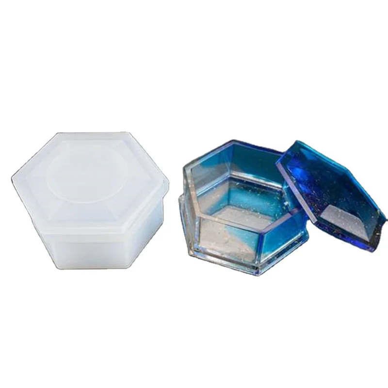 

034 DIY Epoxy Resin Hexagon Jewelry Storage Box Silicone Mold