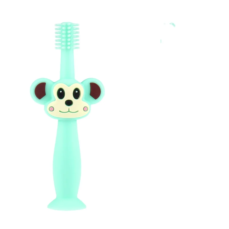 

Manufacturer Wholesale Kid Green Food Grade beautiful Small Exquisite Silicone Toothbrush, Light pink or cyan