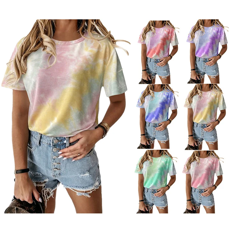 

New arrival cotton tie dye t-shirts custom casual Over sized Tie-Dye t shirt