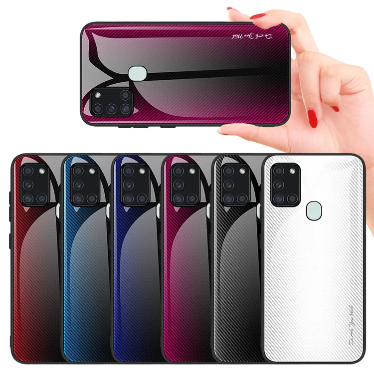 

Stripe Tempered Glass Hard Case Cover for Samsung A21S