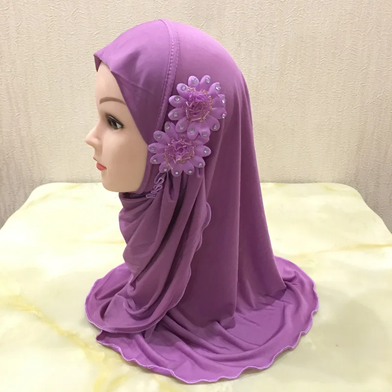 

Head Scarf Girls Kids Children Hijab Flower Headscarf Muslim Iranian Headwrap Russian Ramadan Headwear African Head Wraps