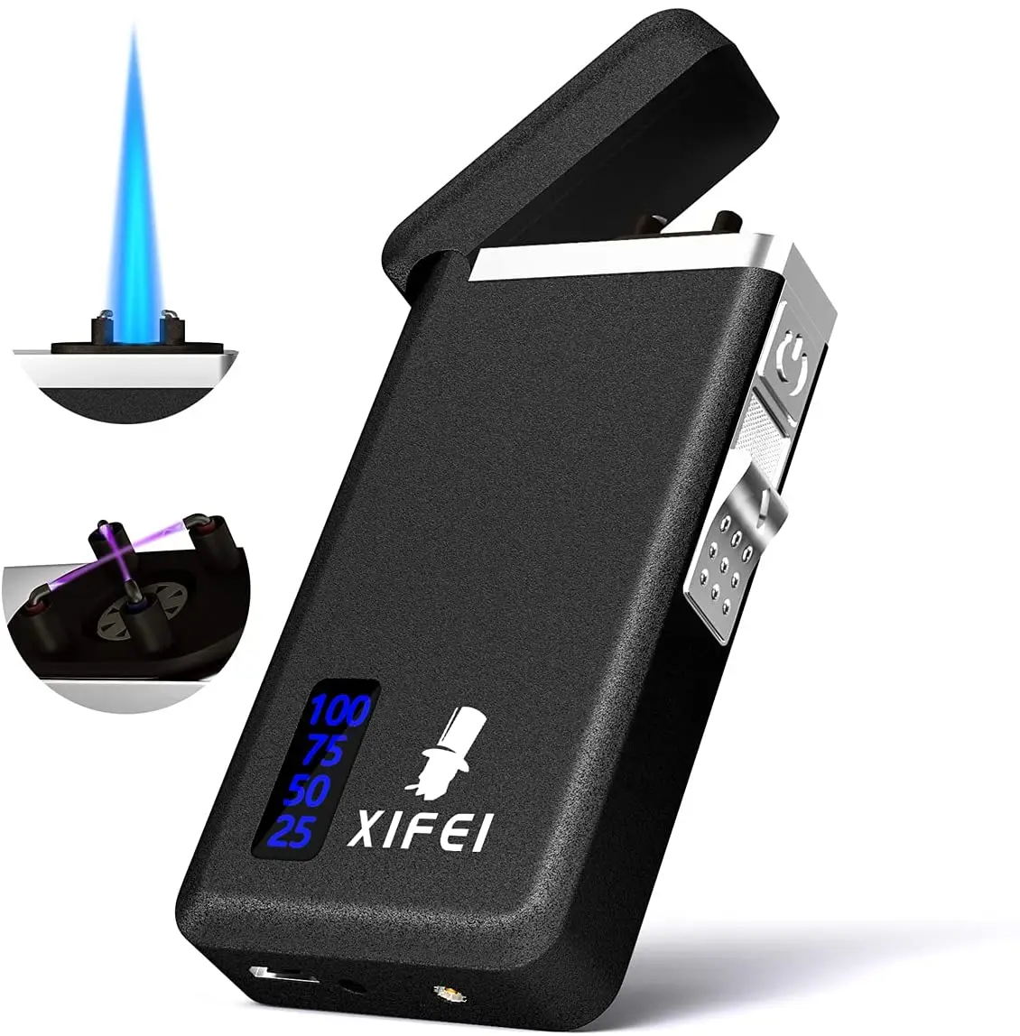 

XIFEI Wholesale Windproof Dual Arc X Flame Cigar Lighter, Portable USB Charging Cigar Lighter