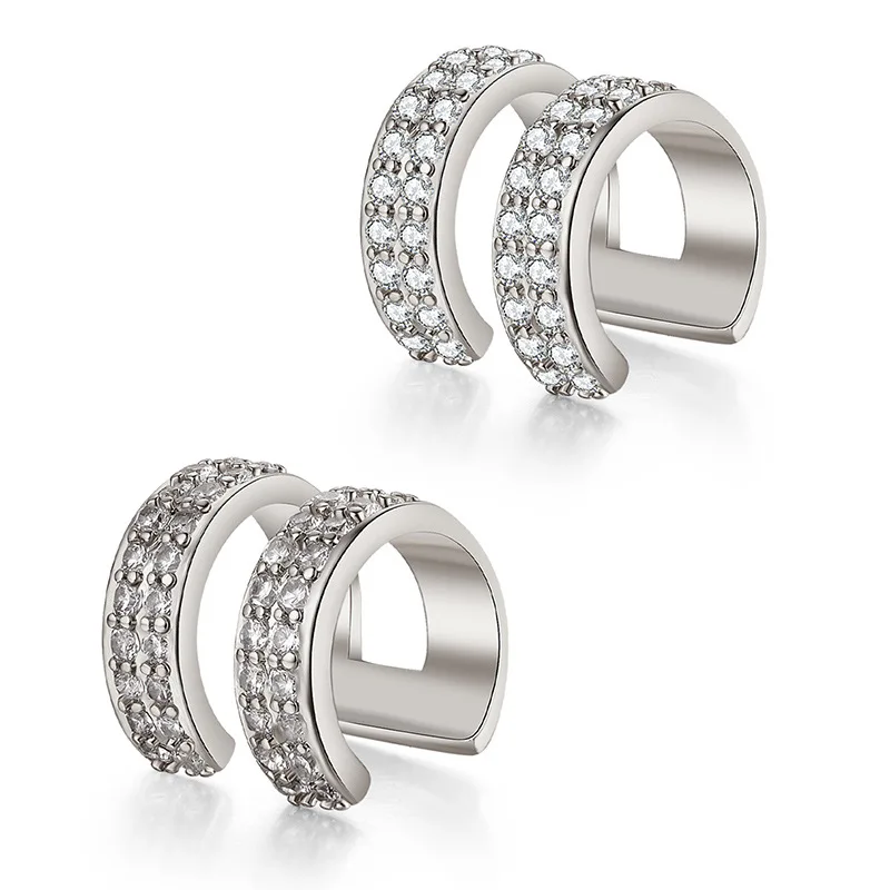 

Fashion Gold Silver Color Copper Clip Jewelry White Cubic Zircon Eariings for Women