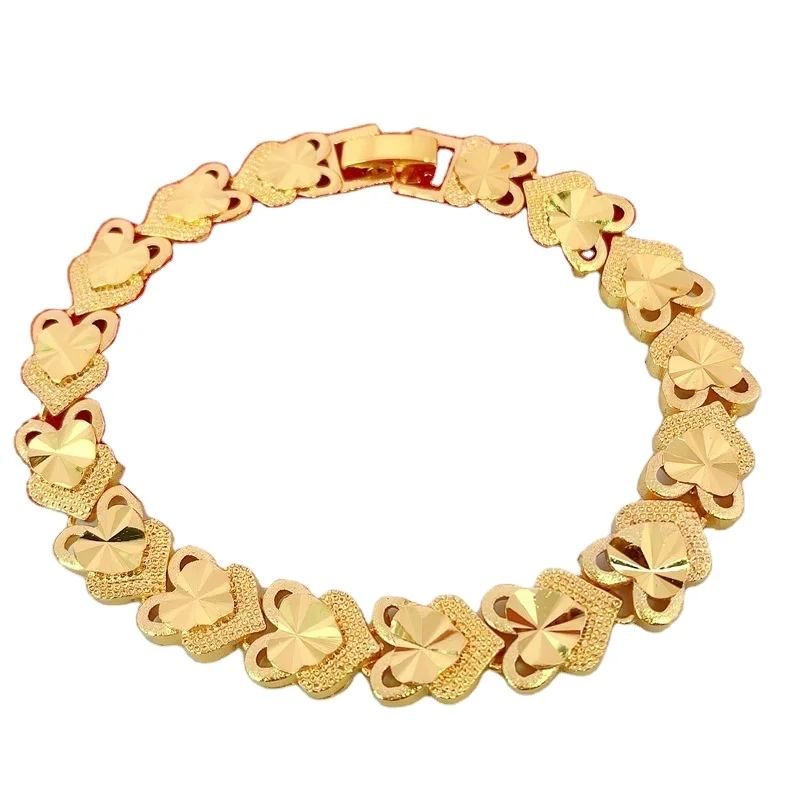 

Vietnamese Sand Gold Bracelet Female Simulation Gold Plated 24K Gold Love Peach Bracelet Will Not Fade For A Long Time