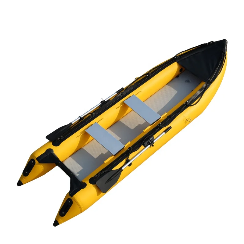 

3.65m 2 person whitewater Inflatable Fishing Kayak boat Fishing Tender Poonton Inflatable Canoe Boats, Yellow