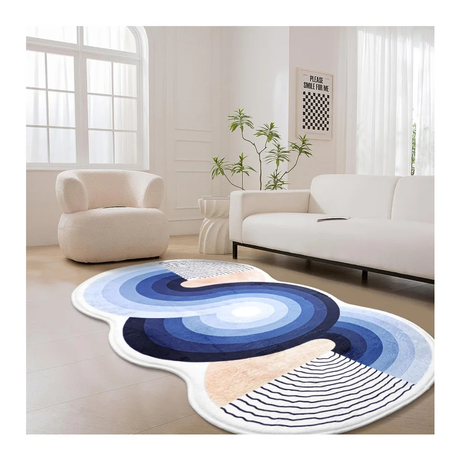 Custom 3D Abstract Luxury Foam Area Rug Carpet for Living Room Bedroom Washable Irregular Bedside Rug