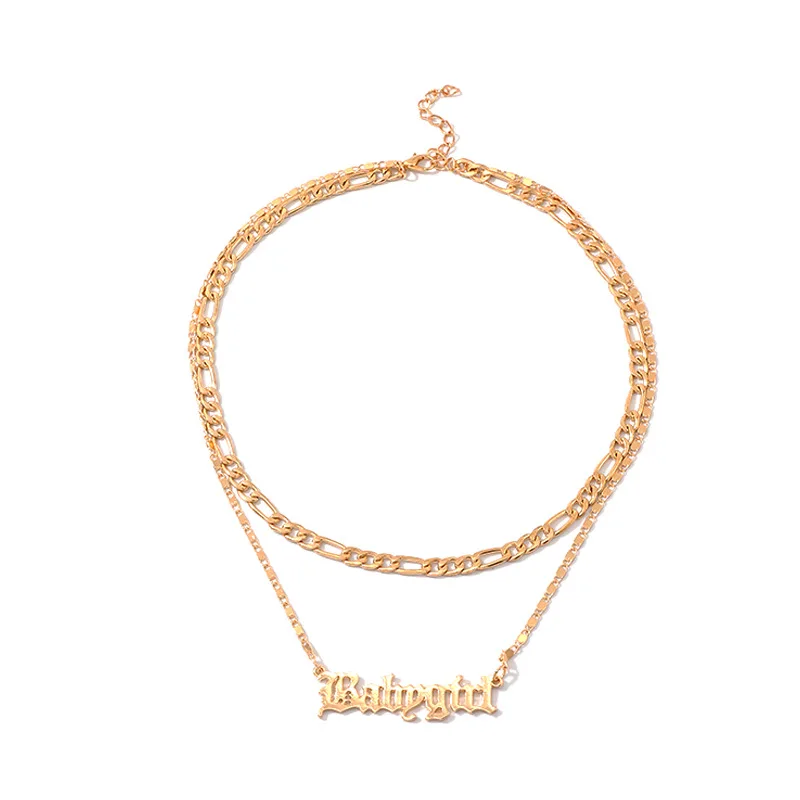 

Newest Products 2020 Cute Babygirl Layered Necklace Gold Plated Multilayer Jewelry Female Necklace For Sale