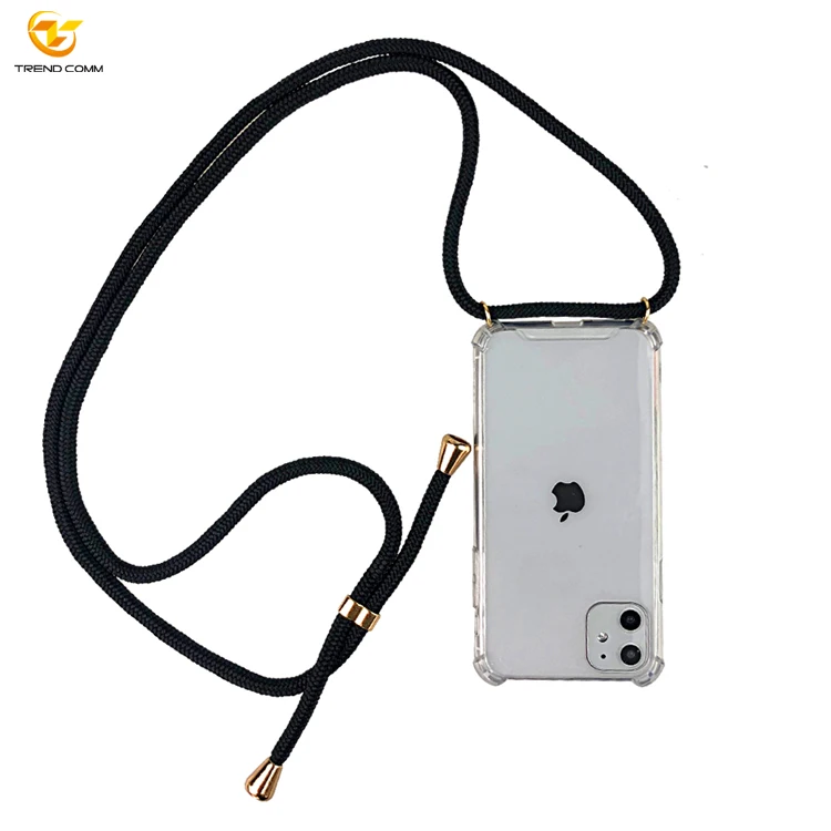 

Strong 6mm Black PPM Rope Transparent Acrylic+TPU Back Cases For iPhone 12/12 pro