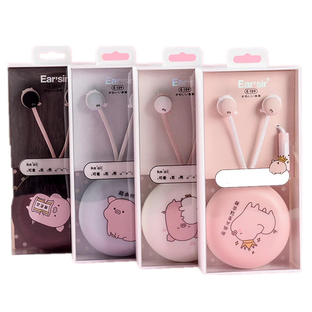 

Cute Cartoon Kids Wired Stereo Earbuds Gifts Headphone Wired Headset Wired 1.22mm Wired Earphone With Mic, White