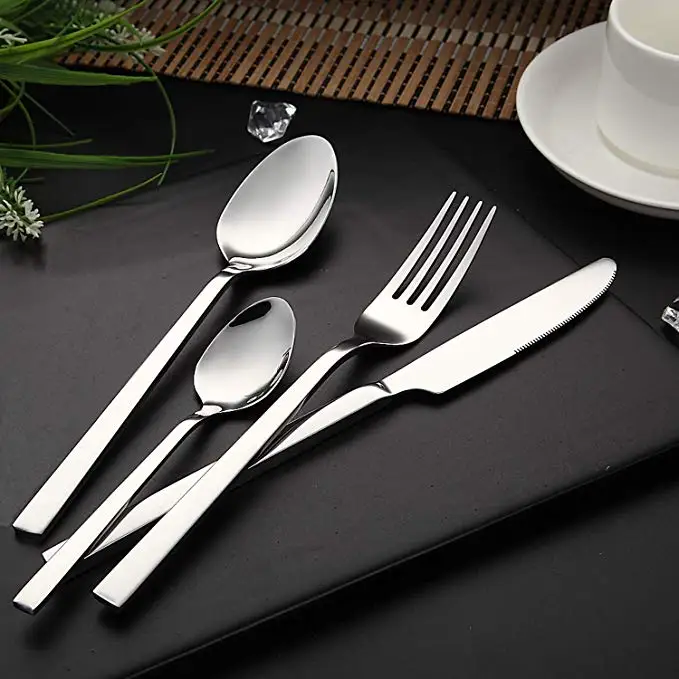 

WUJO 16 Pieces Dinner Sets Silverware / Tableware / Dinnerware Stainless Steel Cutlery Set with Knife Spoons Forks Teaspoon, Gold,rose gold,silver,black