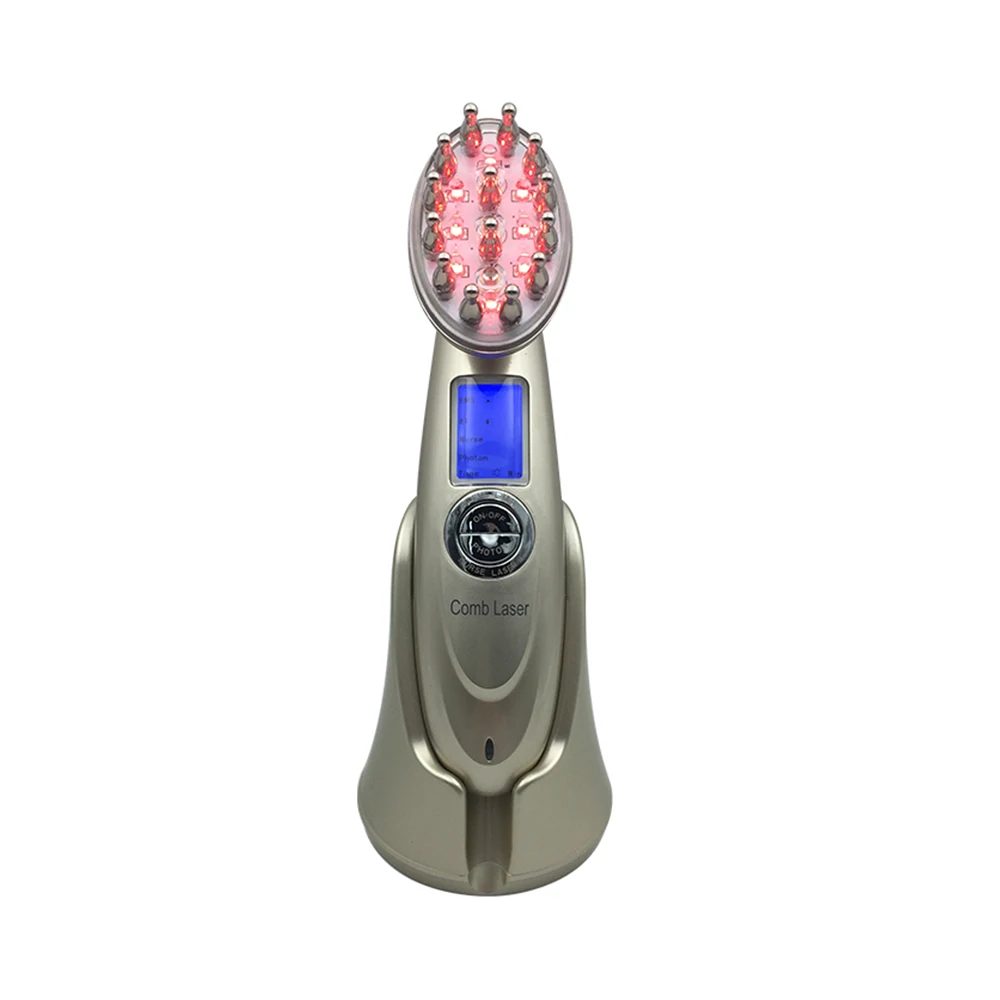 

Household EMS laser hair growth comb, radio frequency micro current hair growth comb, three-in-one hair comb, Gold