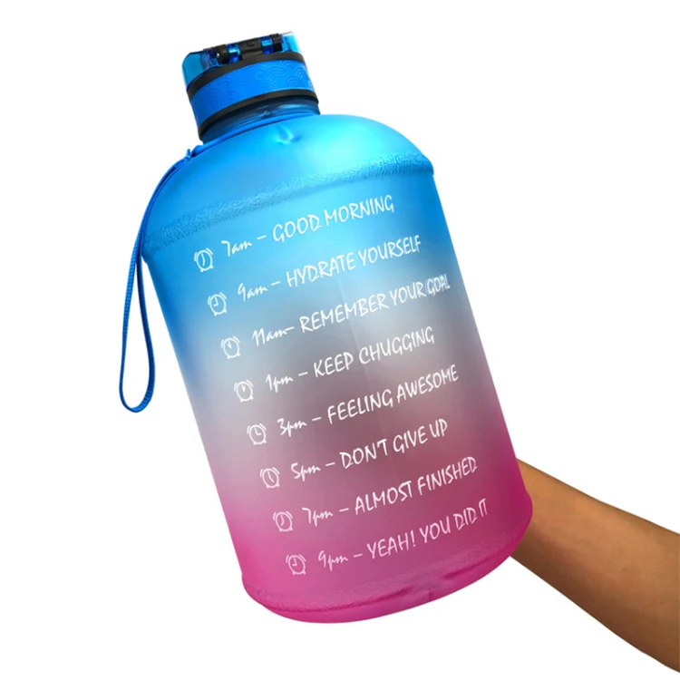 

128OZ half gallon sport water bottle with time marker