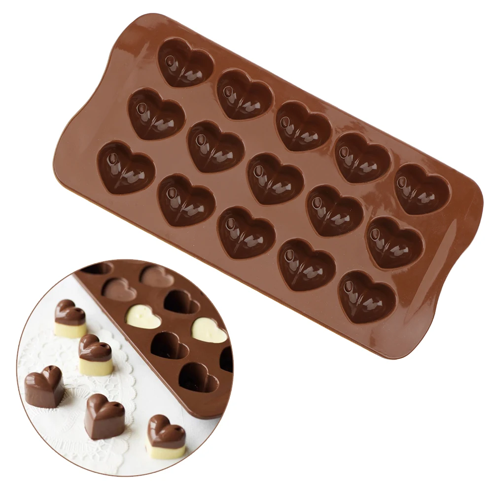 

Form Mold Cake Decorating Heart Shape Mould IceCube Chocolate Soap Tray Kitchen Baking Tool Silicone DIY 3D Heart, Black