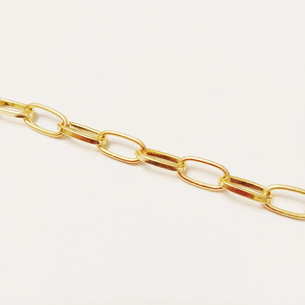 

high quality stainless steel chain with 24 k gold plating chain , DIY chain material .13x6 mm
