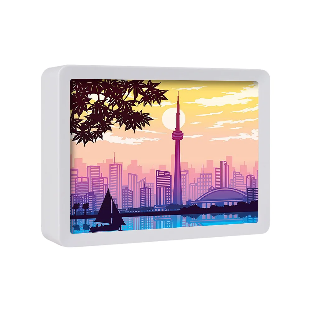 

Toronto City Scenery Sunset Lamp Plastic Custom Picture Frame Shadow Box Light Gift Items For Home Decor