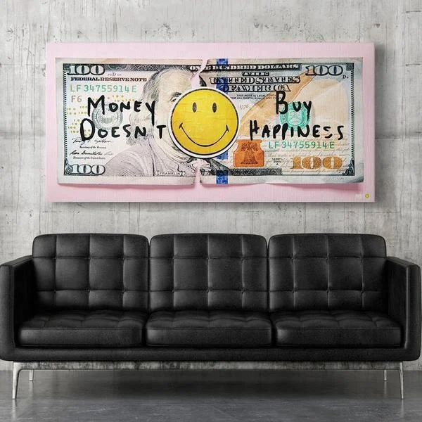 

HD Abstract Nordic Money Poster Printed Happy Face Oil Painting Canvas Cartoon Sticker Picture Wall Art Room Decor Pink Poster