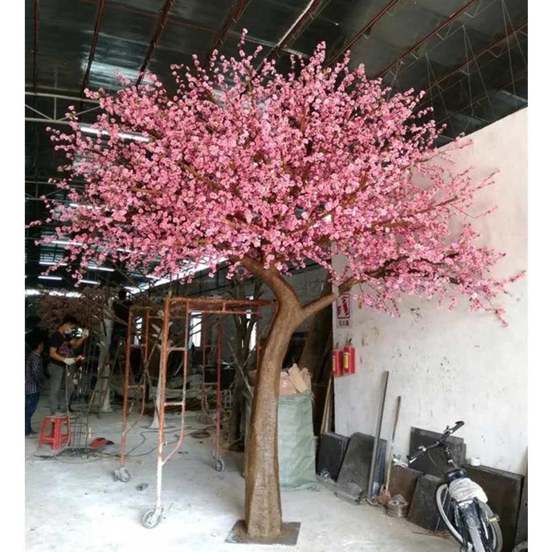 

garden ornament indoor decoration artificial plants fake bonsai tree white pink flower sakura tree peach tree