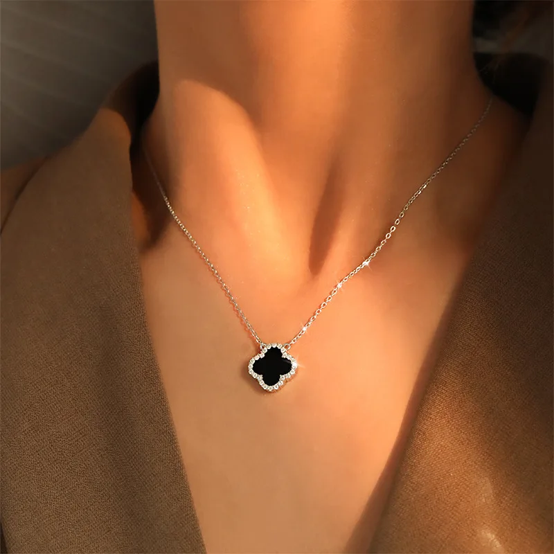 

fashion trendy lucky four petal flower 925 sterling silver necklace 2021