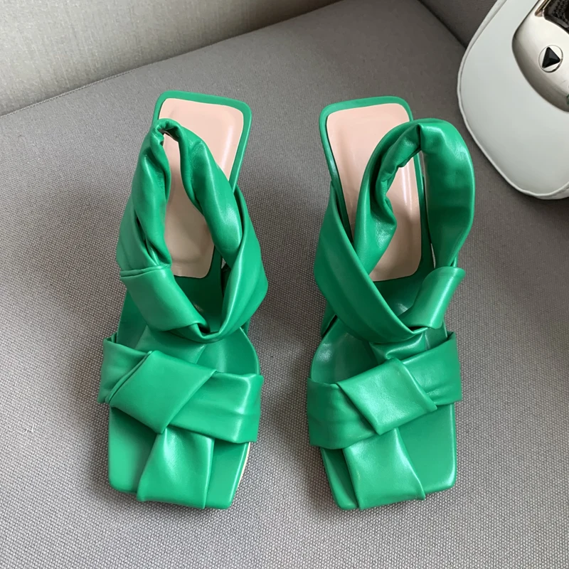 

Summer New Women Sandals Slides Shoes Female Outdoor Stripper Sexy Square Toe Shallow High Heel Leisure Pumps Sandals