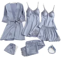 

TuKIIE Free Shipping Emulation Silk Nightgown Women Sleepwear Sets Sexy Nightdress Night Gown Homewear Women Pajamas Set